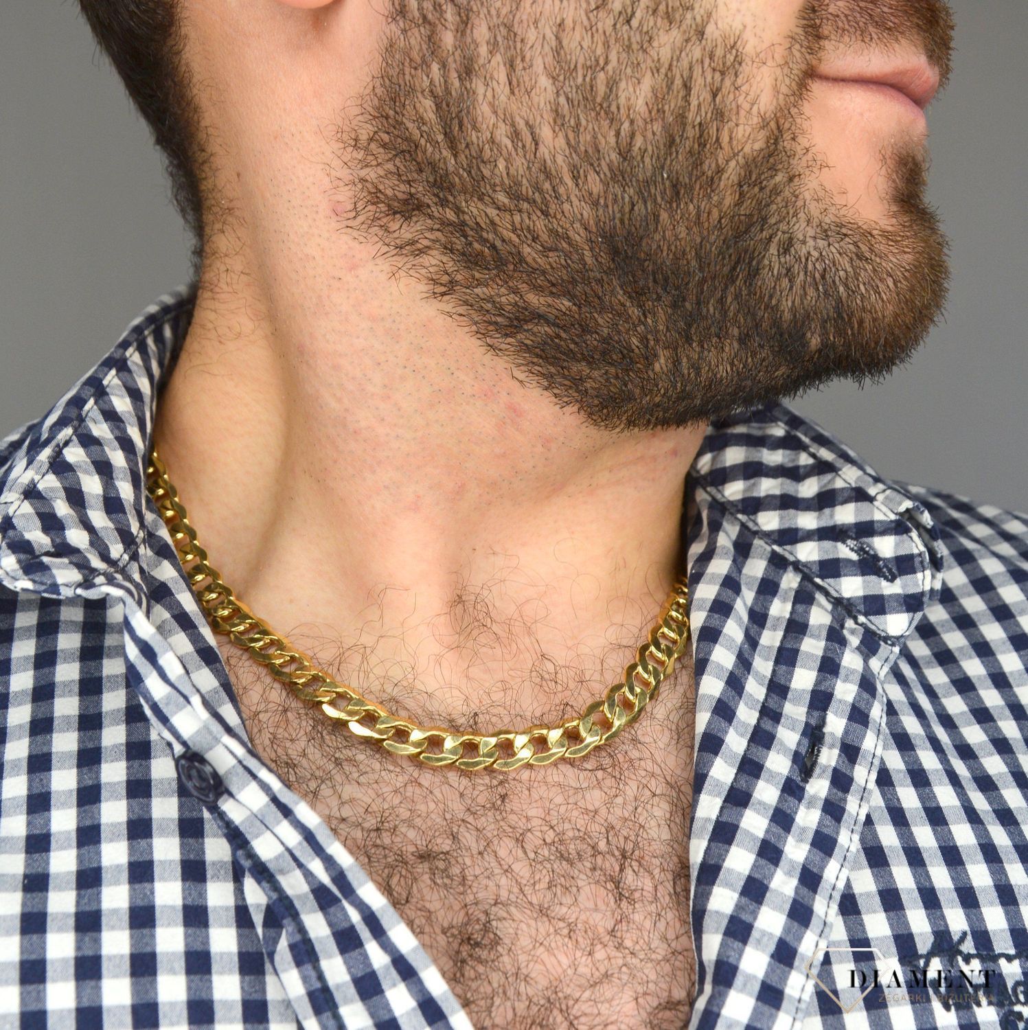 Złoty łańcuszek 585 pancerka 9 mm DIA-LAN-1117-585D 9mm  ✅ Złoty łańcuszek o splocie pancerki ✅.jpg